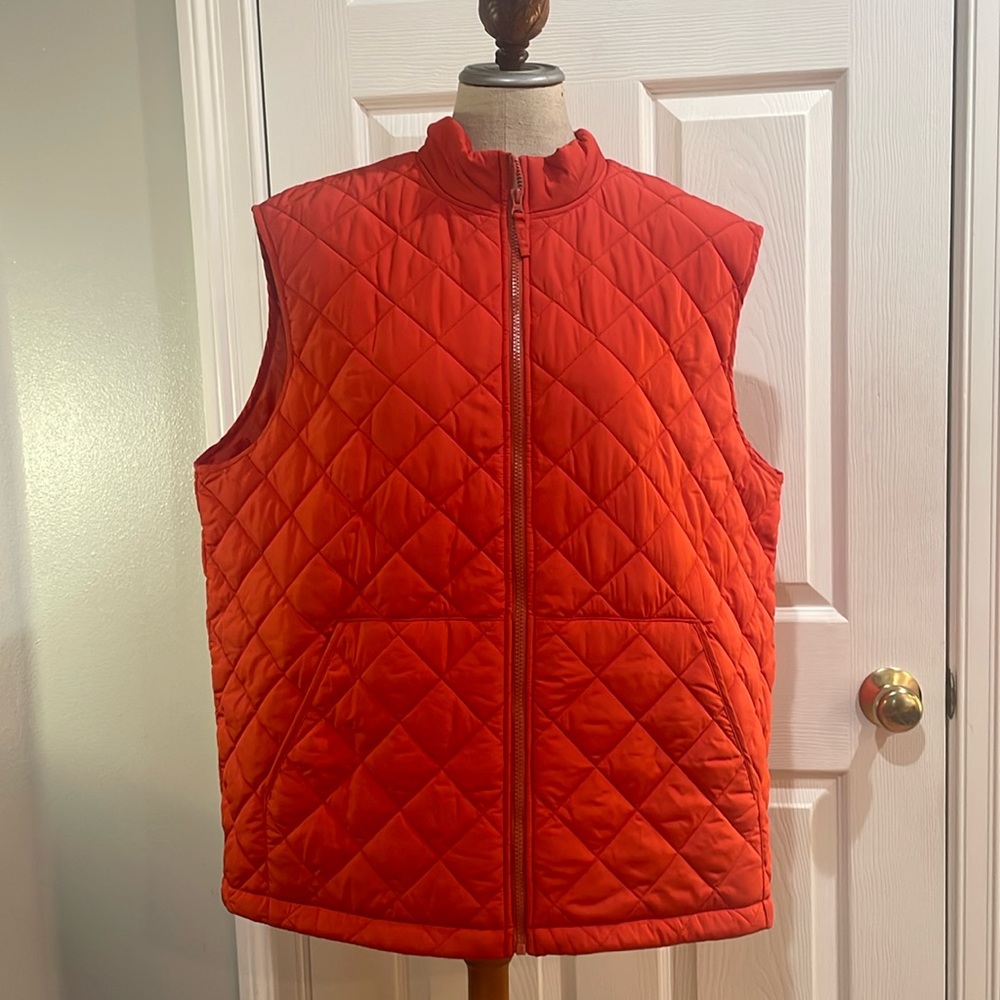 Chaps puffer vest quilted pockets zipper red unisex men women extra large XL